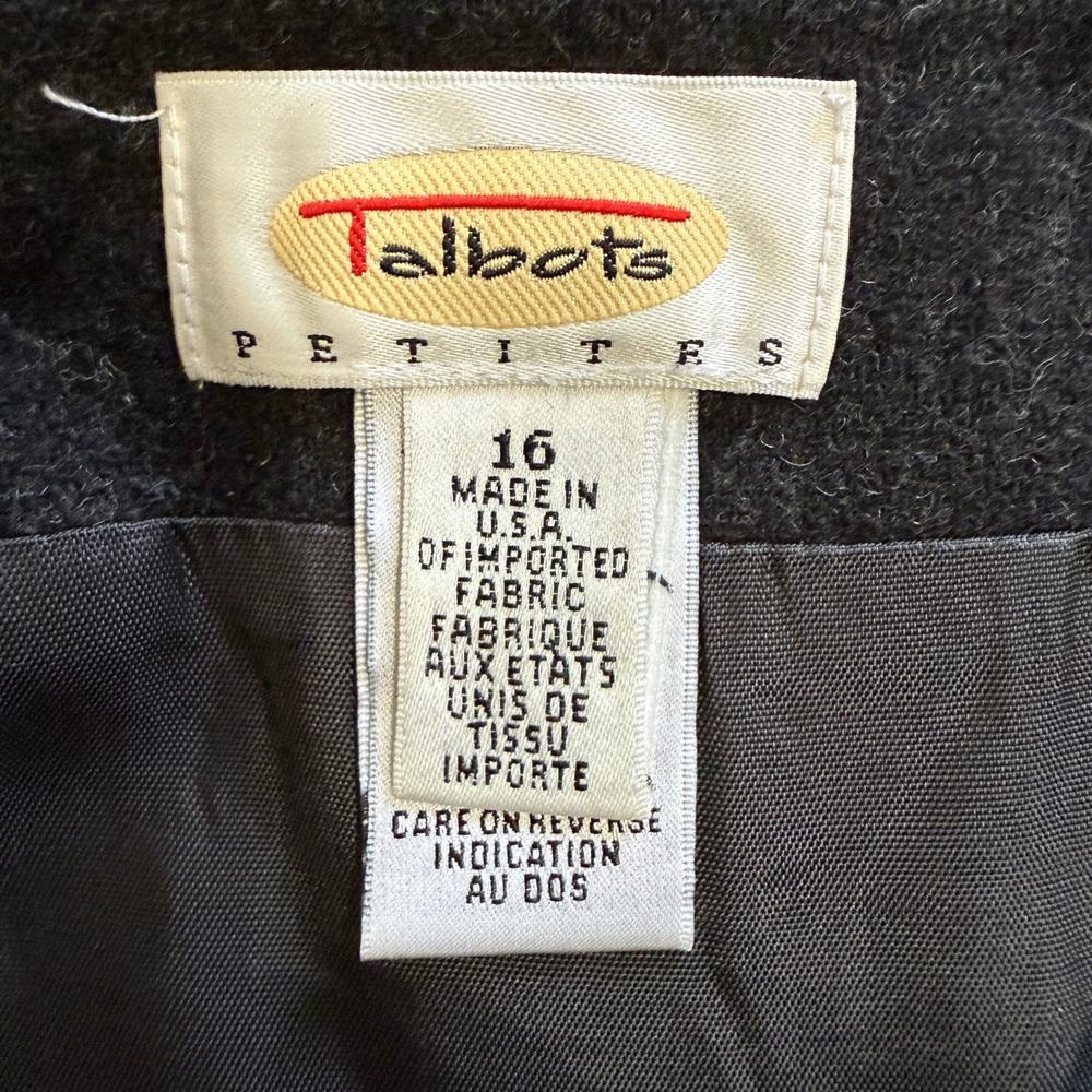 Vintage Talbots Charcoal Wool Blend Wrap Mini Skirt Fringe Classic Career 16‎ - Picture 6 of 9